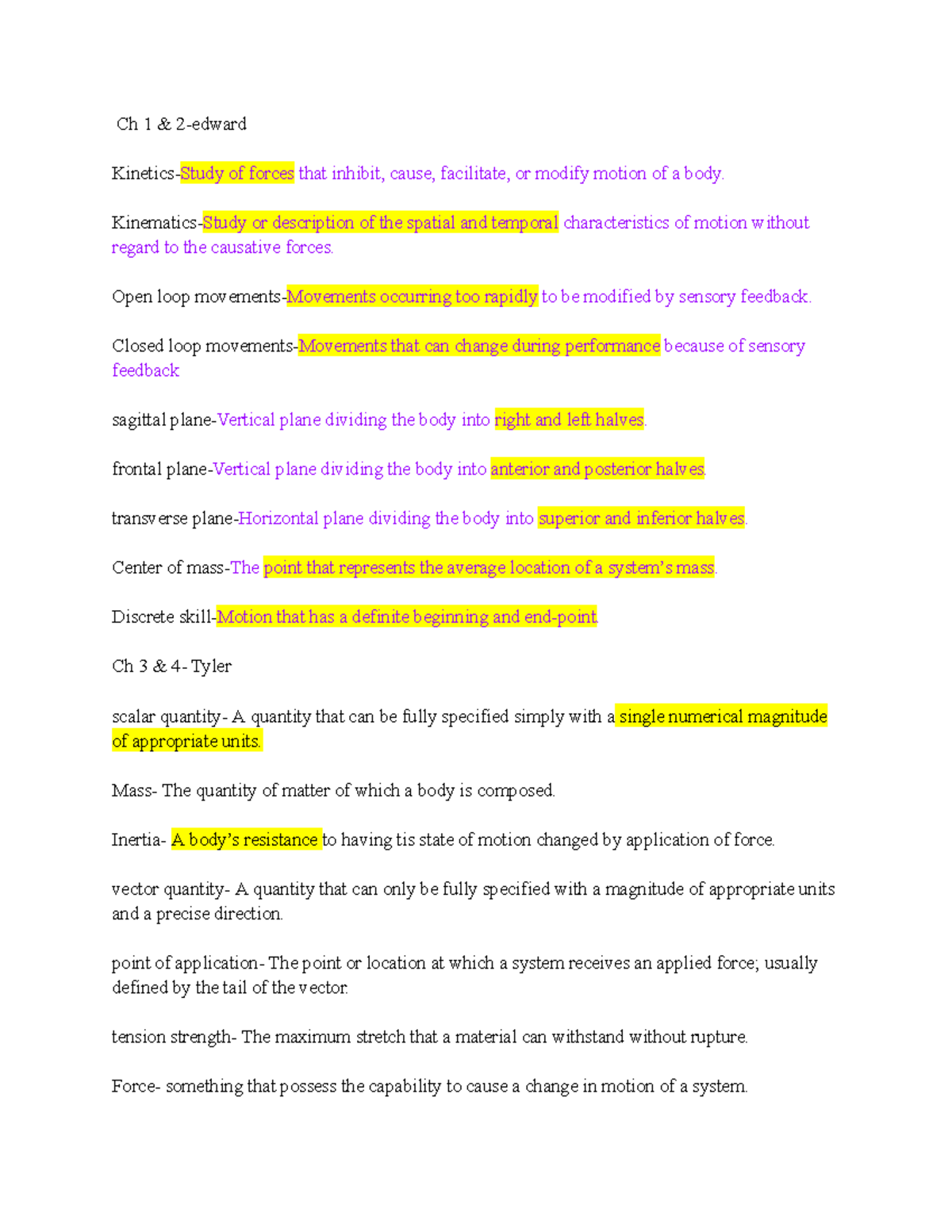 Kinetics & Kinematics Overview: Ch 1-4 Notes for Study - Studocu
