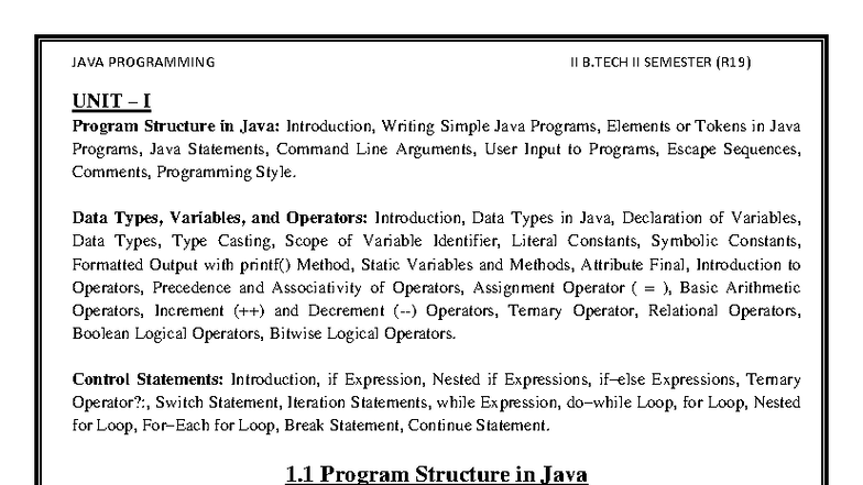 JAVA R19 - UNIT-1-2 (Ref-2) - Dept CSE, Kallam Haranadhareddy Institute ...