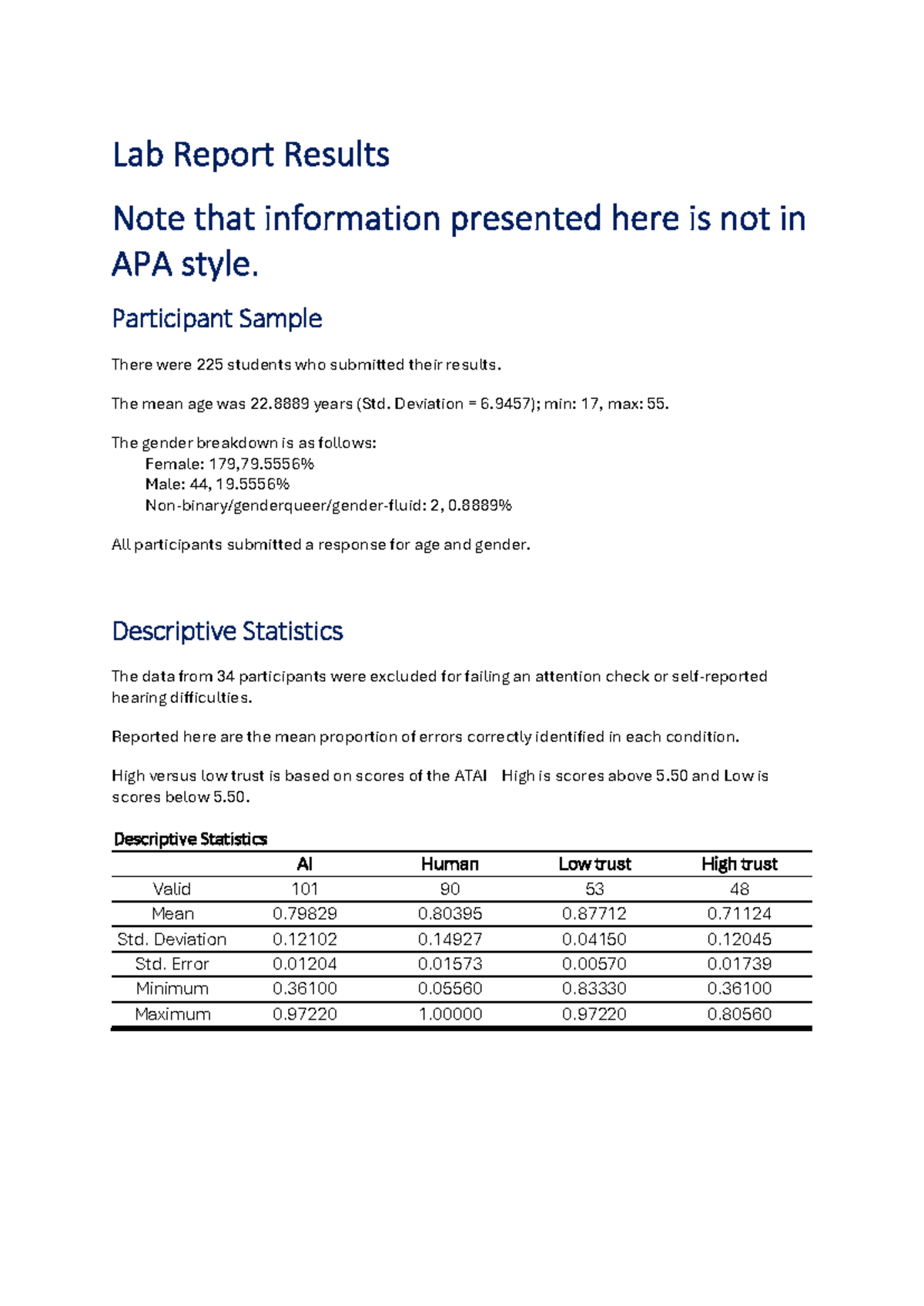 2025 Lab Report Results: Descriptive Stats & Trust Effects Analysis ...
