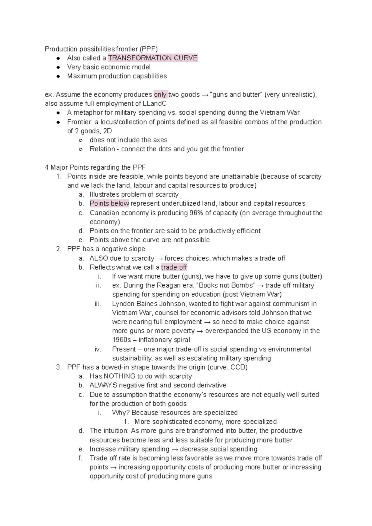 Chapter 2 ECO1104 - Production Possibilities Frontier and Trade - Studocu