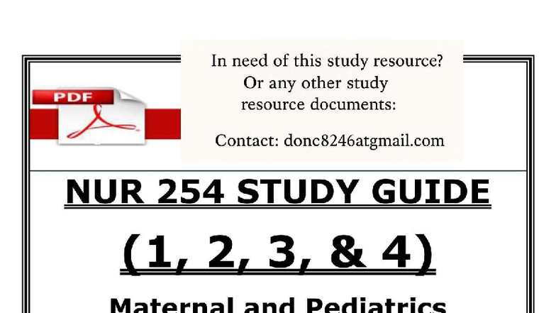 NUR 254 Comprehensive Study Guide for Exams 1-4 at Galen College - Studocu