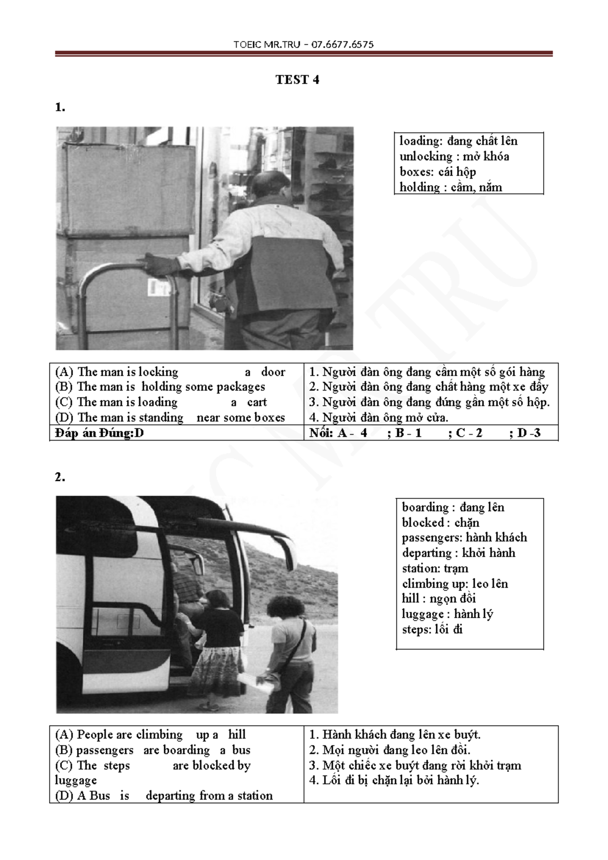 Test 4: Listening Comprehension Practice with Answers - Studocu