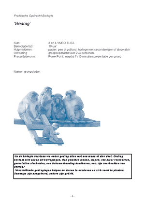 Ethogram en protocolleren opdracht - Ethogram en protocol(leren). Je ...