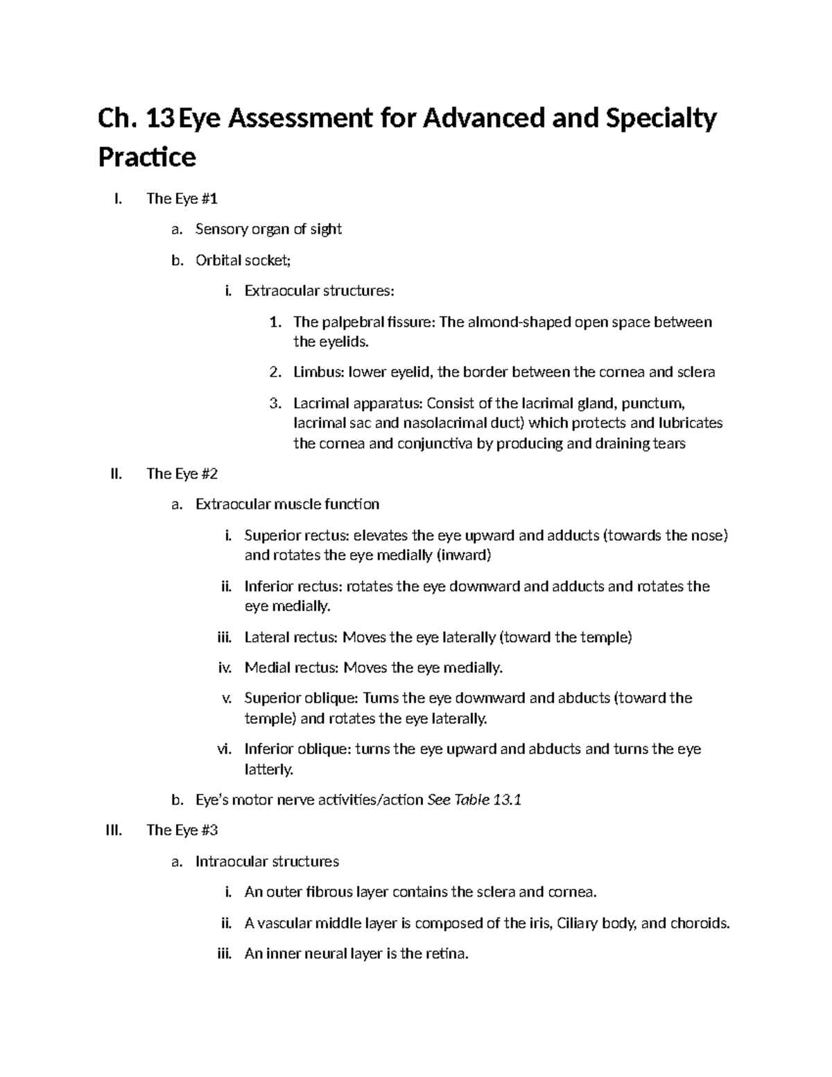 Ch. 13 Study Guide: Eye Assessment in Advanced Practice - Studocu