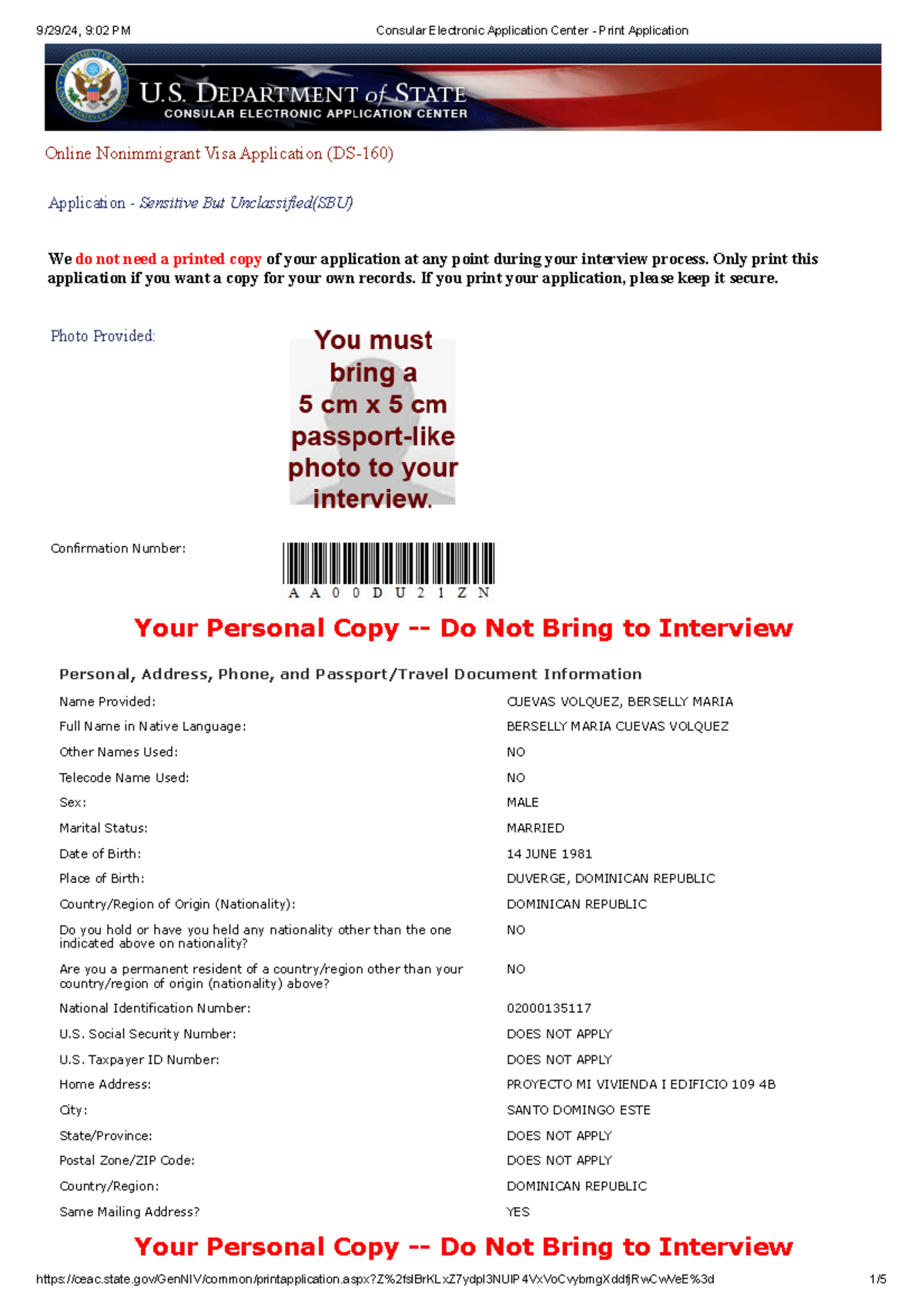 Consular Electronic Application Center - Print Application - Online ...