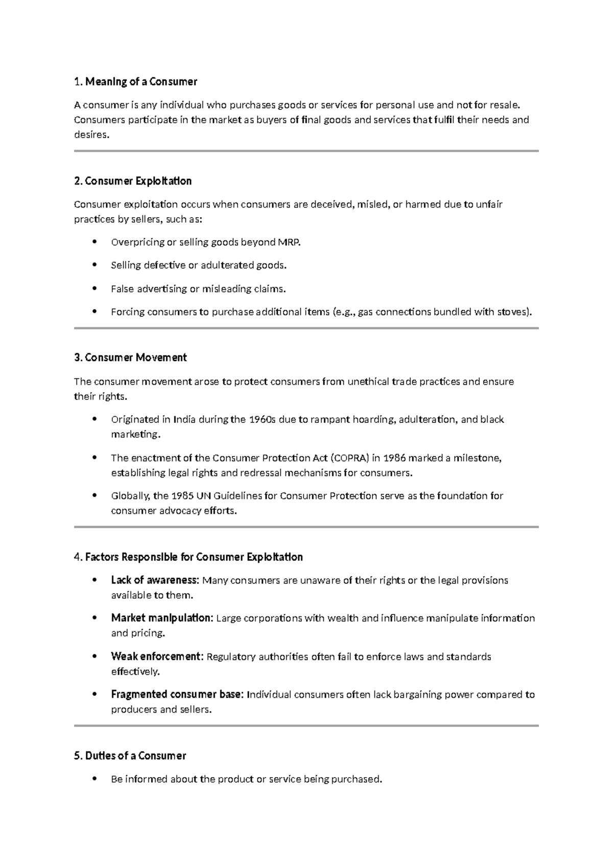 Consumer rights - sst notes - 1. Meaning of a Consumer A consumer is ...