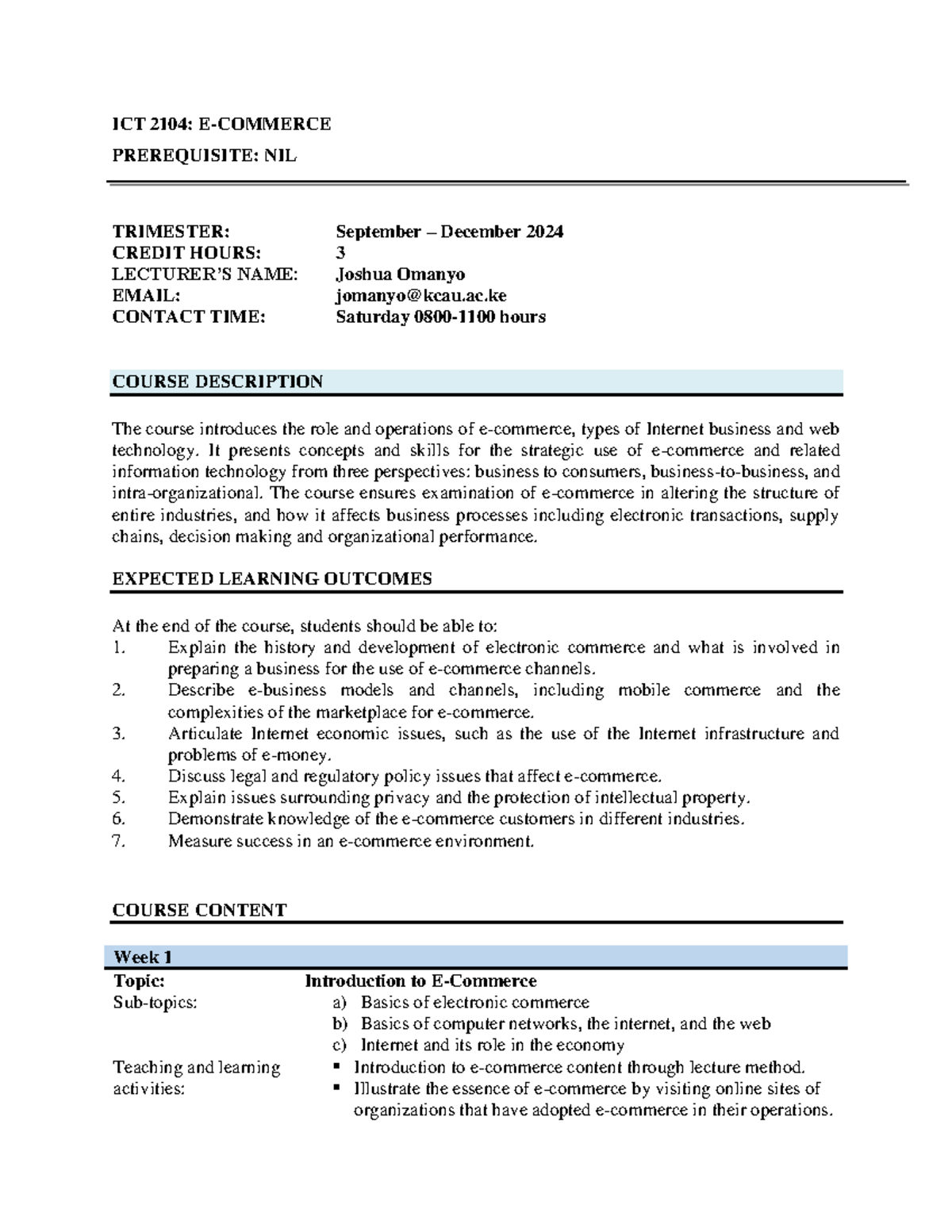 ICT 2104: E-Commerce Lecture Notes - Key Concepts and Insights - Studocu