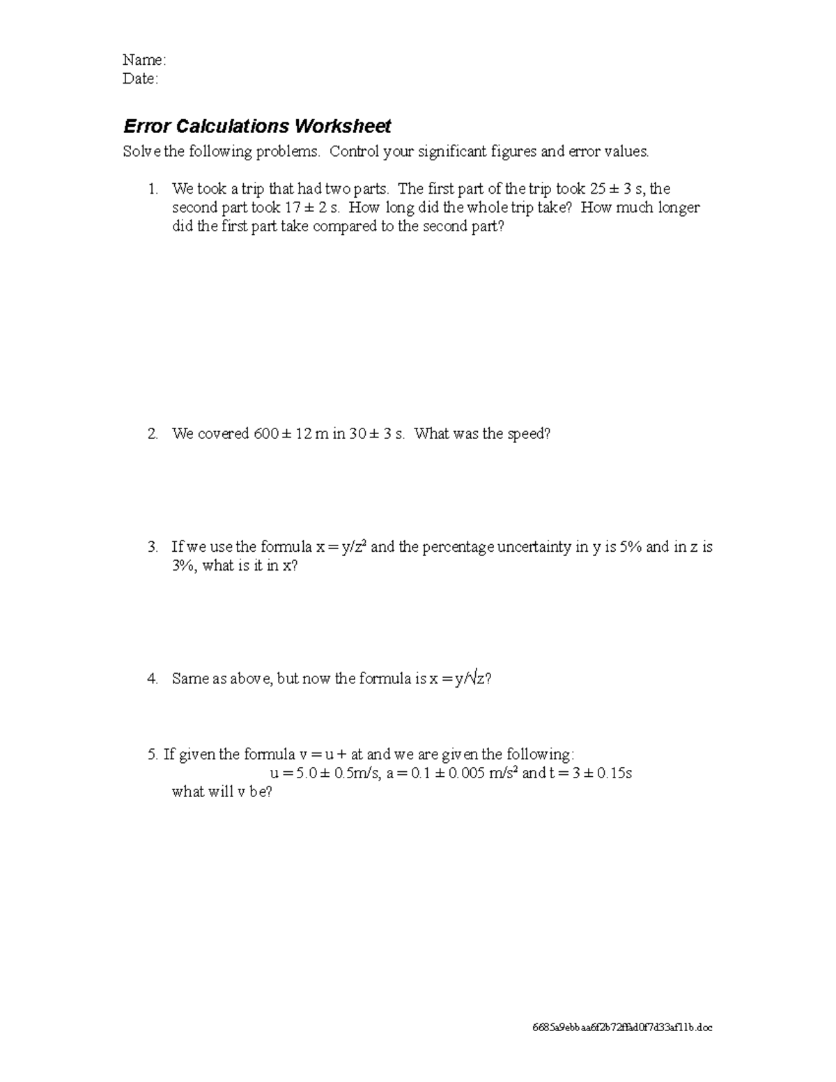 Math Error Calculations Worksheet - 1fgeqsd - Studocu