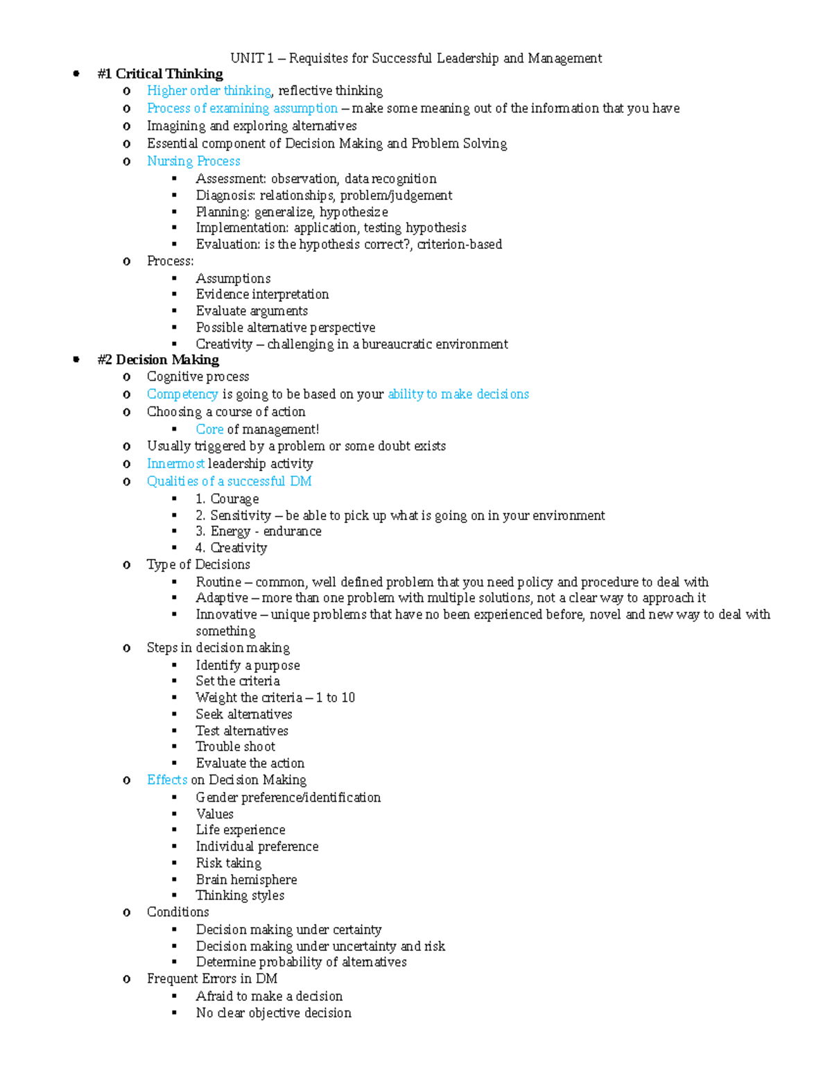 Leadership Exam 1 Study Guide: Key Concepts and Decision-Making Skills ...