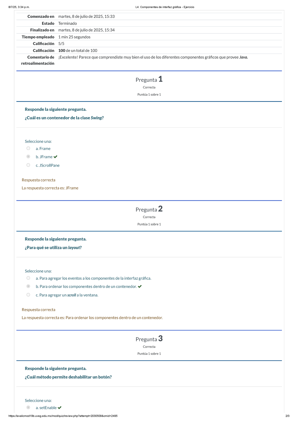 L4. Ejercicio sobre Componentes de Interfaz Gráfica en Java - Studocu