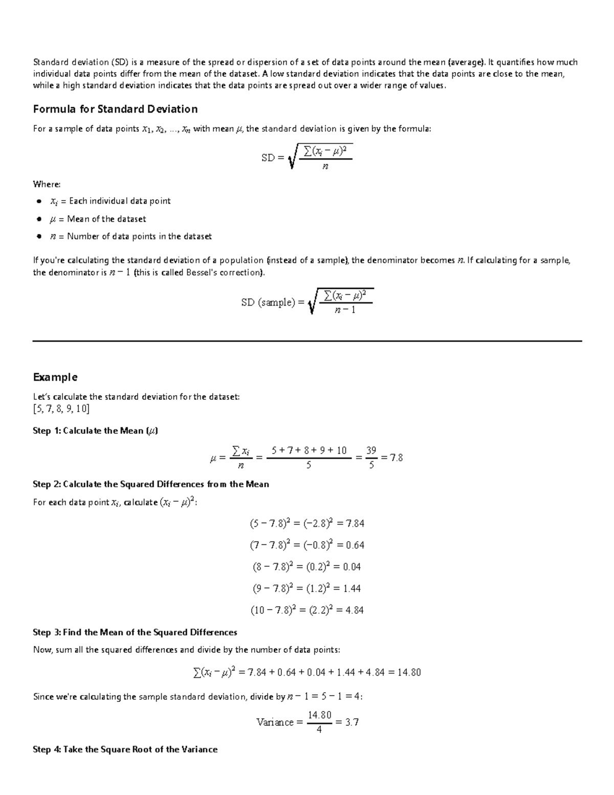 SD Variance skewness kurtosis - tandard Deviation: Definition Standard ...