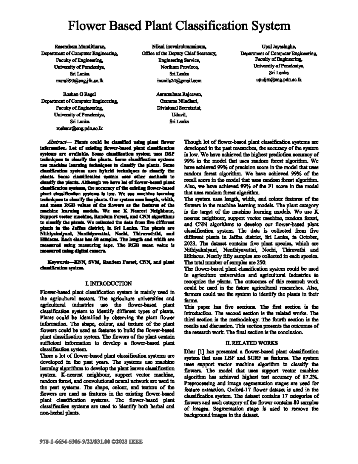 Flower-Based Plant Classification System: A Machine Learning Approach ...
