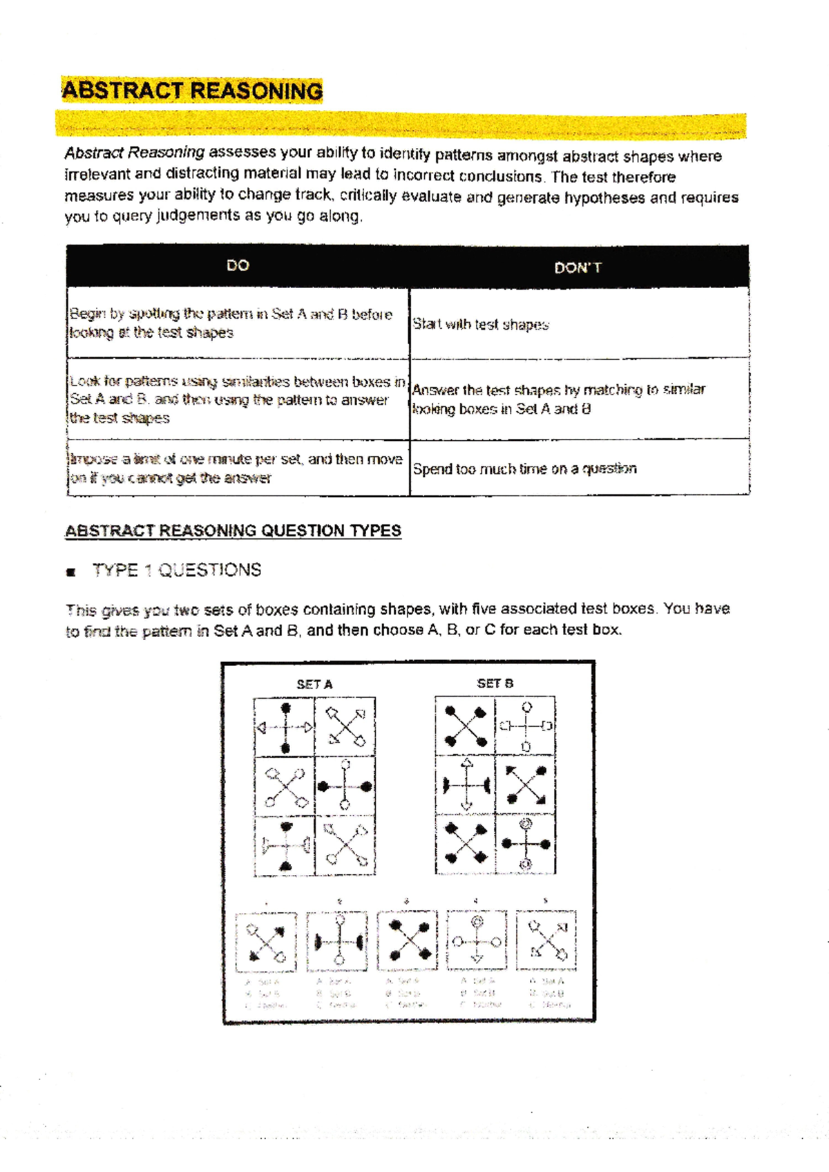 ABSTRACT REASONING: Mental Ability Assessment Techniques - Studocu