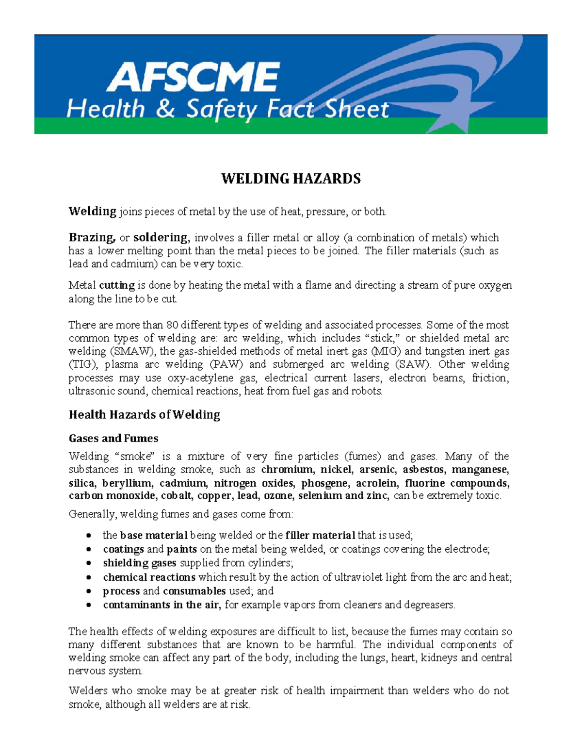 WELDING HAZARDS: Health & Safety Risks in Welding Processes - Studocu