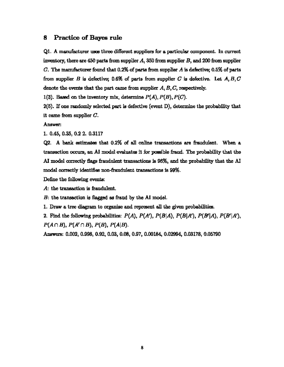 BAYES RULE PRACTICE PROBLEMS visual data 8