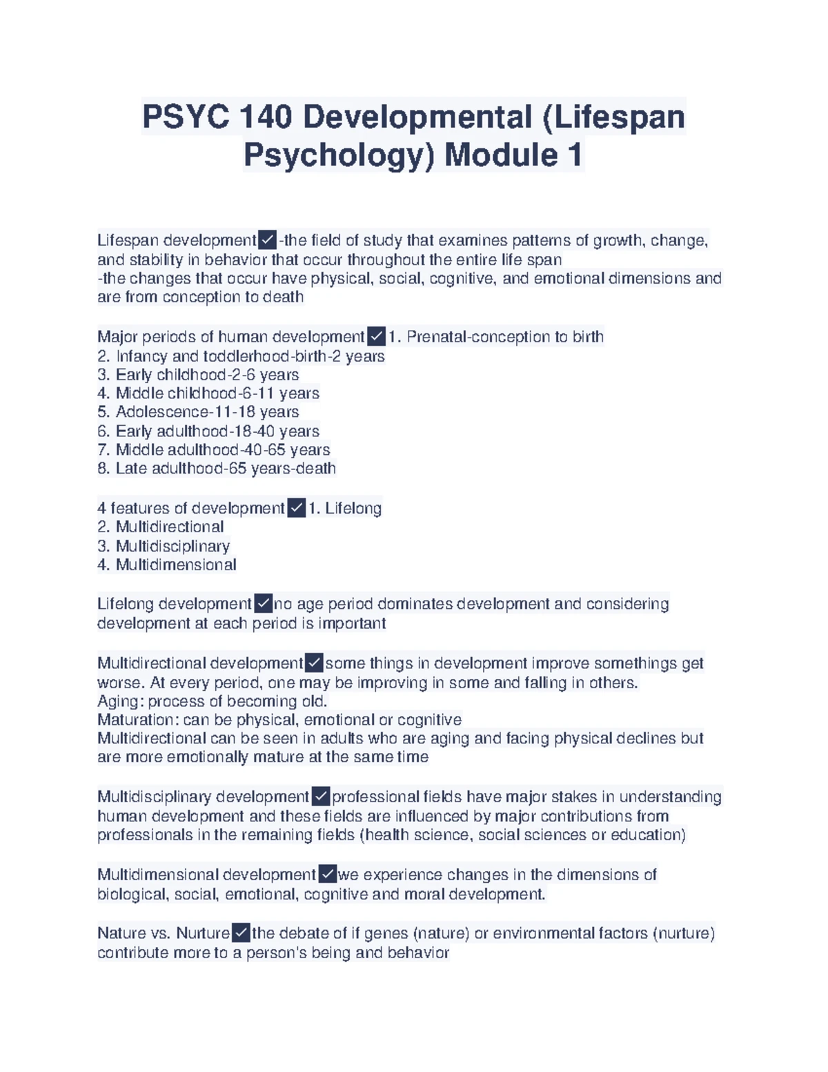 PSYC 140 Final Exam Review: Key Questions & Solutions in Developmental ...