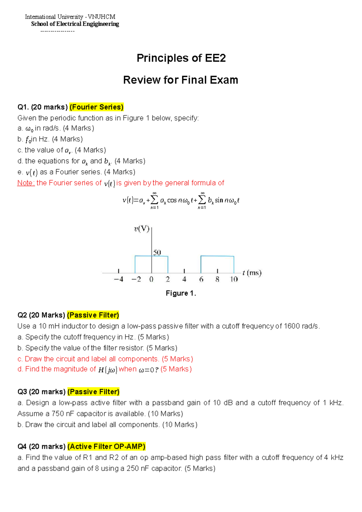 EE2 Final Exam Review - Principles of Electrical Engineering - Studocu