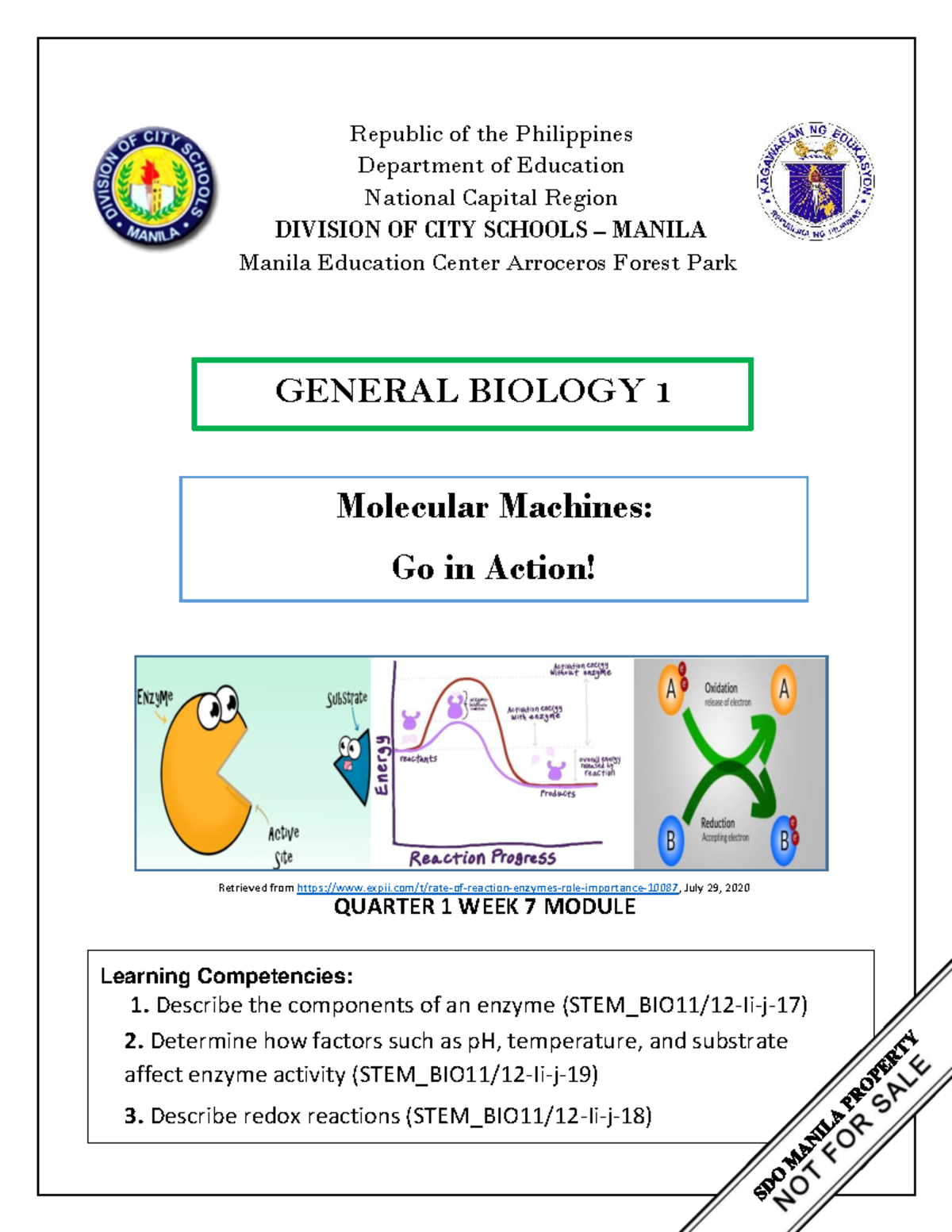 General Biology 1: Enzyme Structure & Function Module Q1 - Studocu