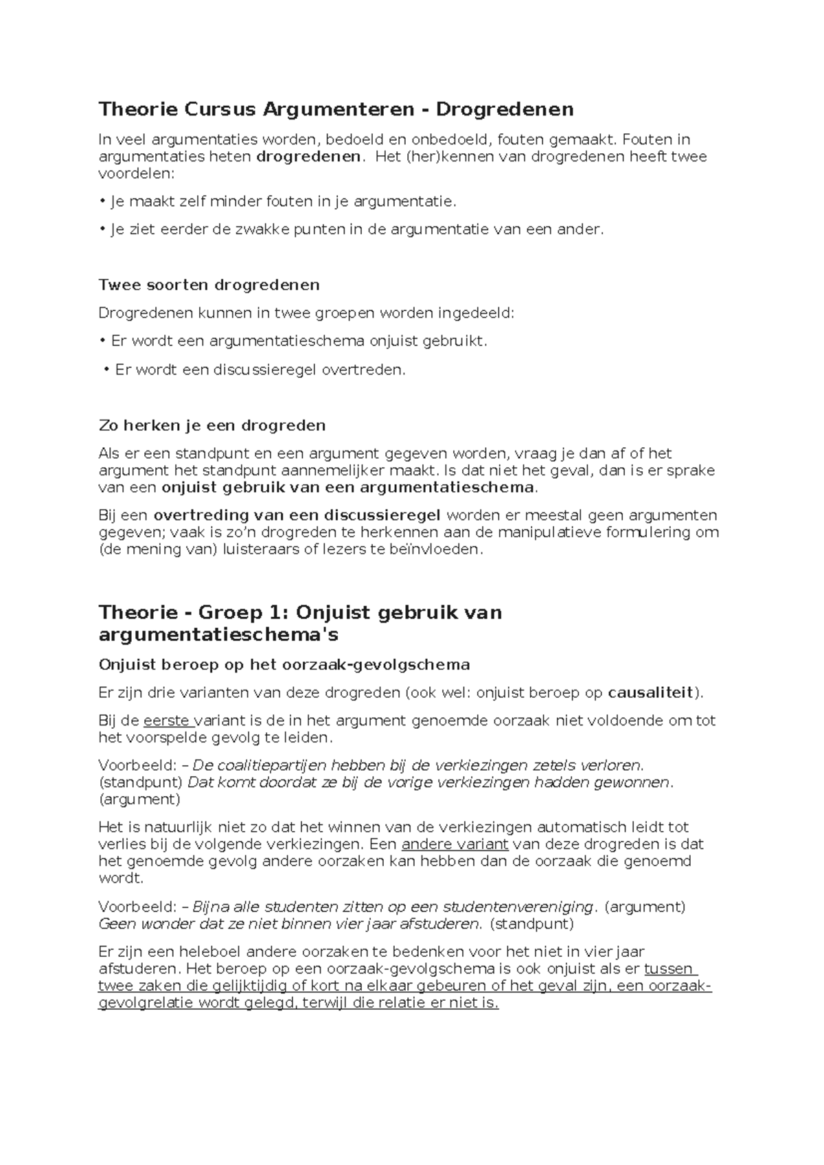 Theorie Cursus Argumenteren: Drogredenen en Taalgebruik Klas 5V ...