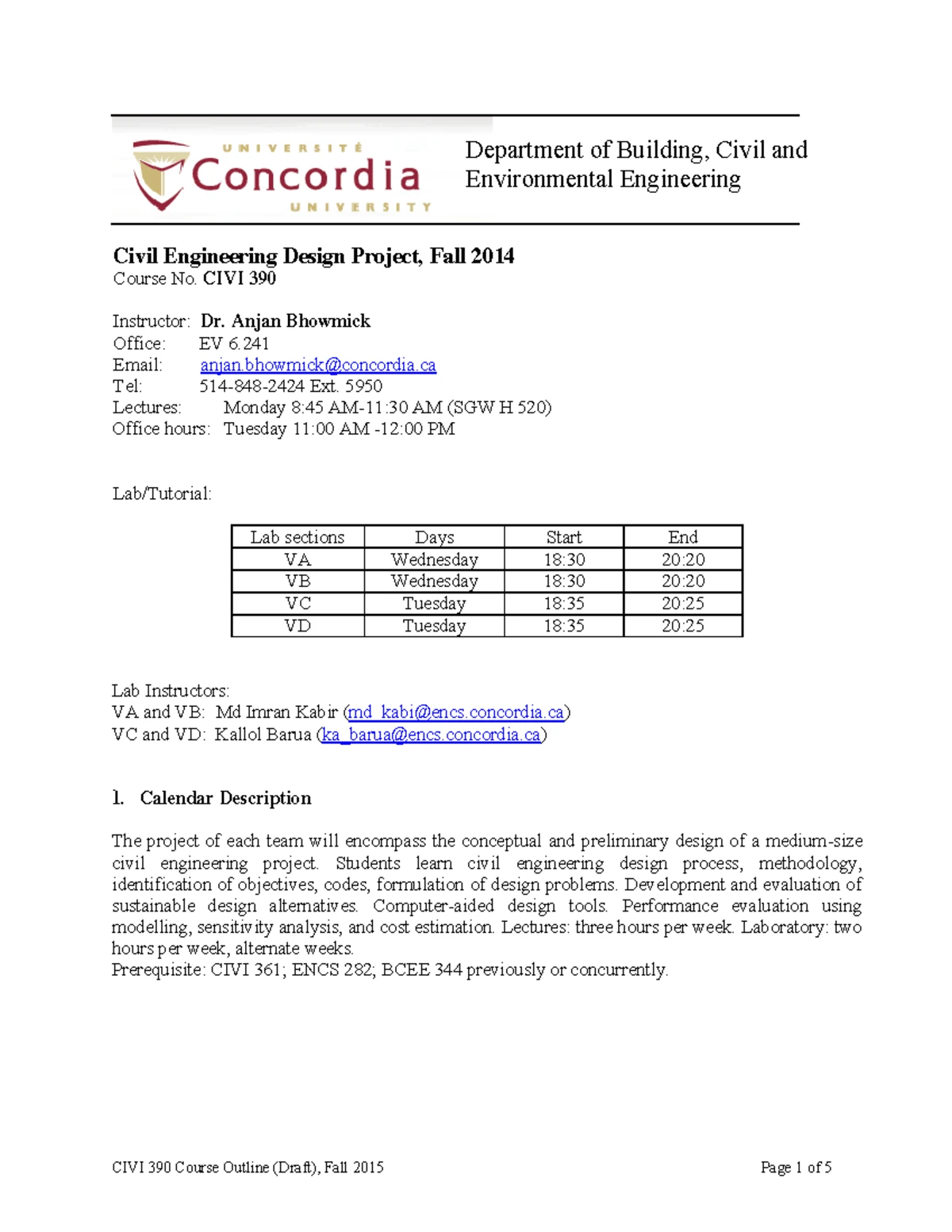 CIVI 390 Civil Engineering Design Project Outline for Fall 2024 - Studocu