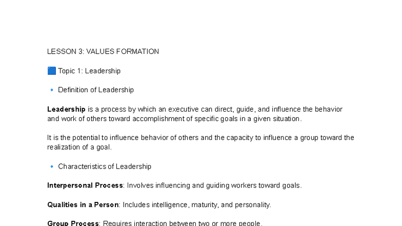 CWTS 1: Lesson 3 & 4 - Leadership & National Security Overview - Studocu
