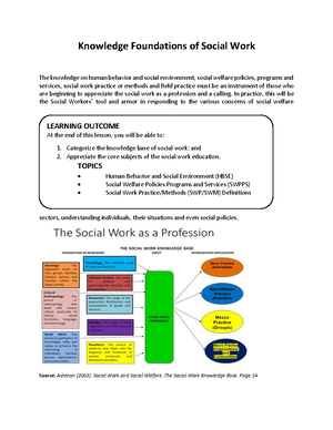 [Solved] atomy of social work - Knowledge and Philosophical Foundations ...
