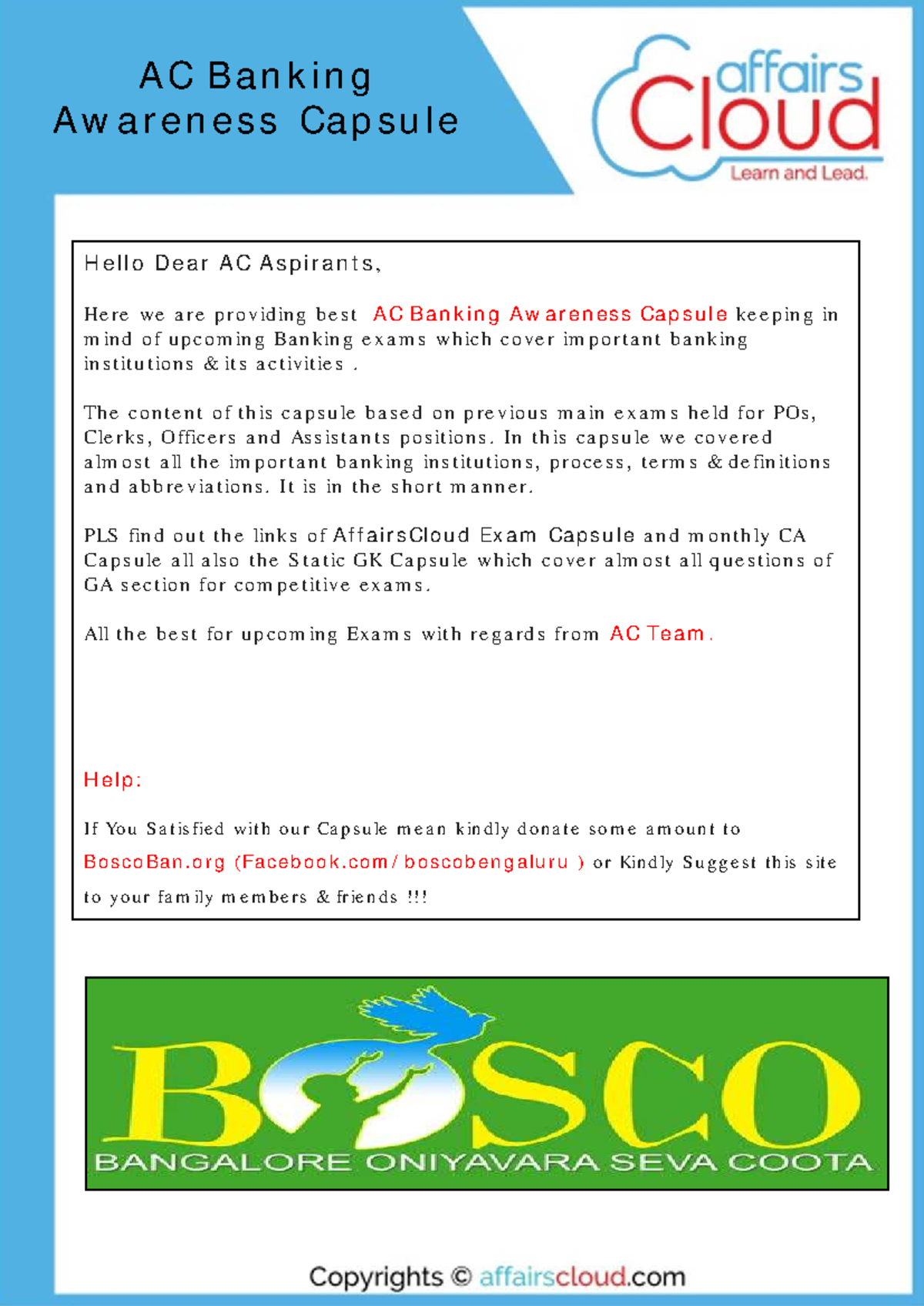 AC Banking Awareness Capsule for Competitive Exams - Studocu