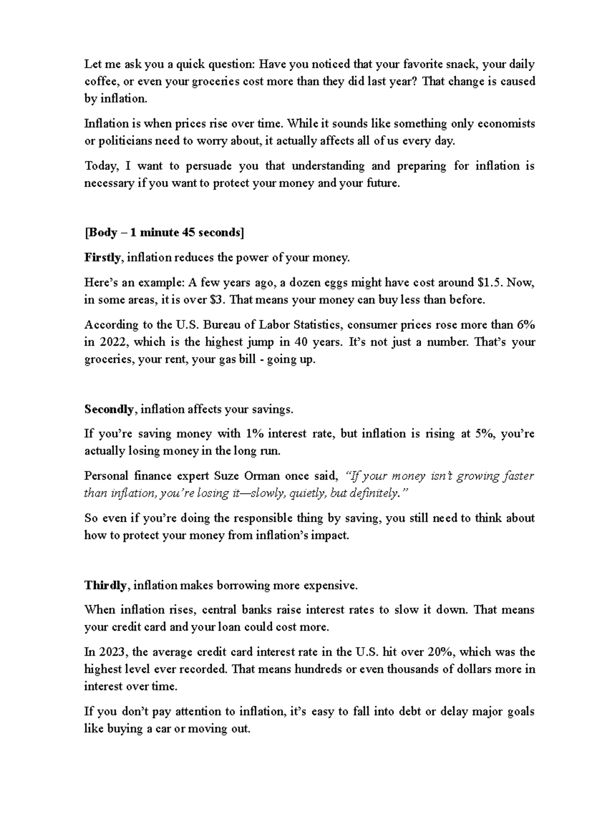 Gk tacn5 - Speaking on the Impact of Inflation on Personal Finance ...