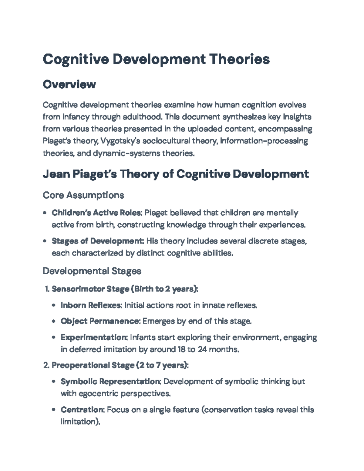 Cognitive Development Theories: Insights and Educational Implications ...