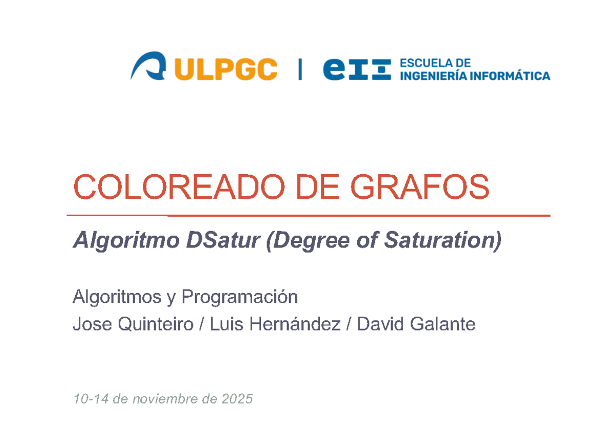 COLOREADO DE GRAFOS: Algoritmo DSatur y Aplicaciones - Studocu