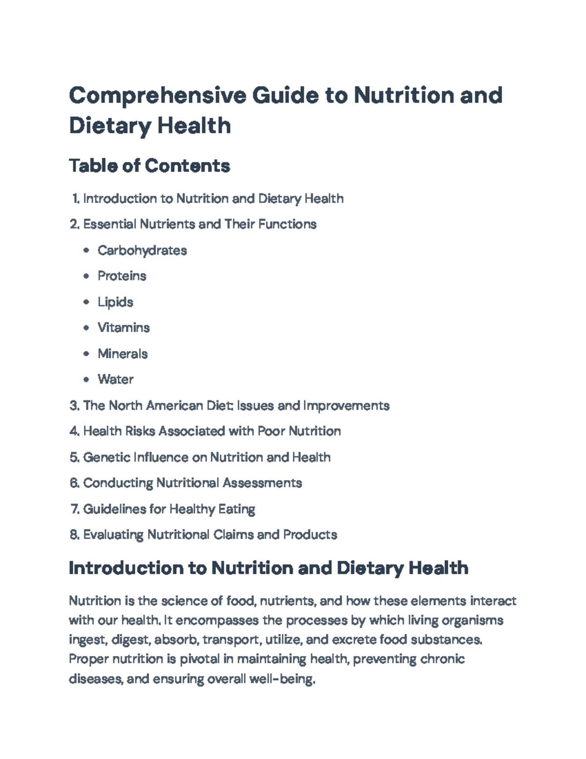 Nutrition and Dietary Health: A Comprehensive Guide (Course Code ...