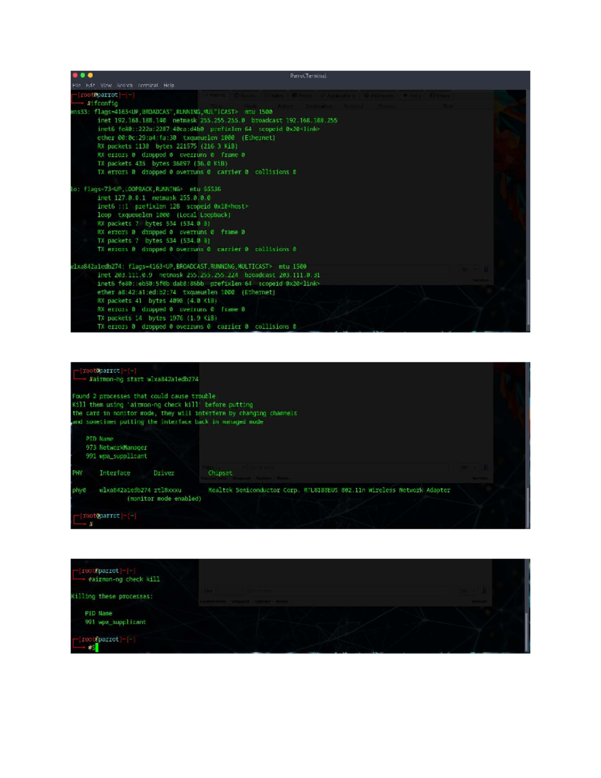 Parrot Terminal Network Configuration Guide - An ninh mang - Studocu