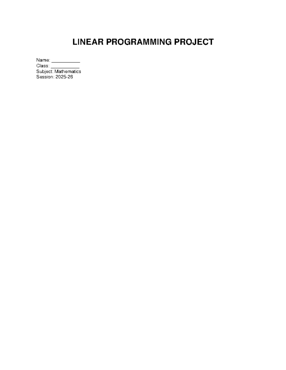 Final Project on Linear Programming (MATH 101) - Studocu