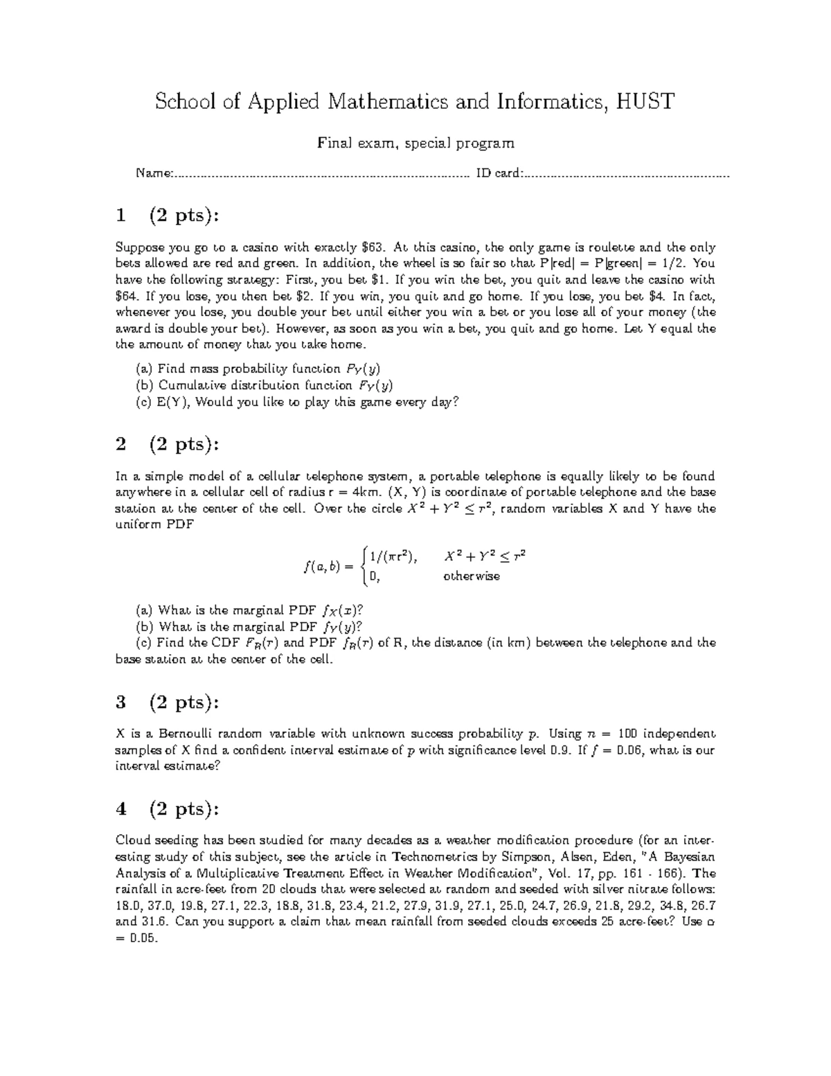 MI1121E Calculus 2: Exercises on Scalar & Vector Fields - Studocu