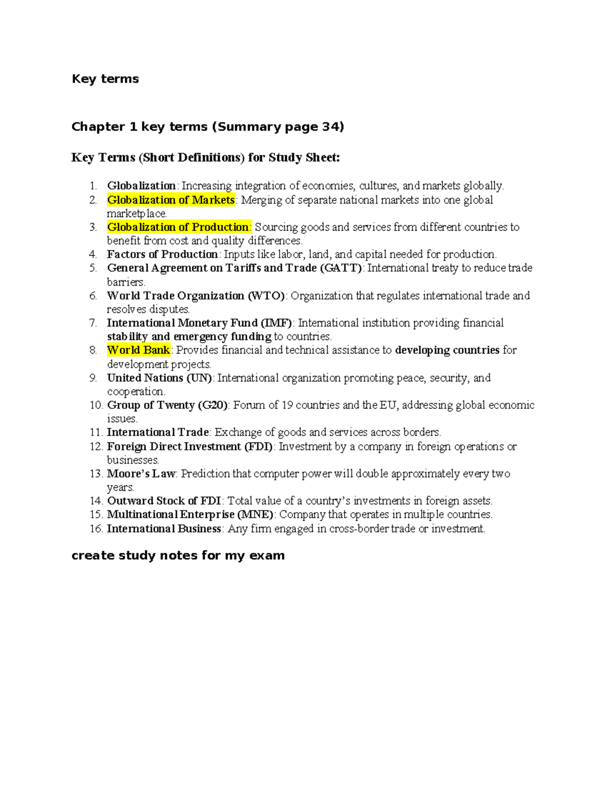 Key terms - exam study notes. ch 1-5 - Key terms Chapter 1 key terms ...