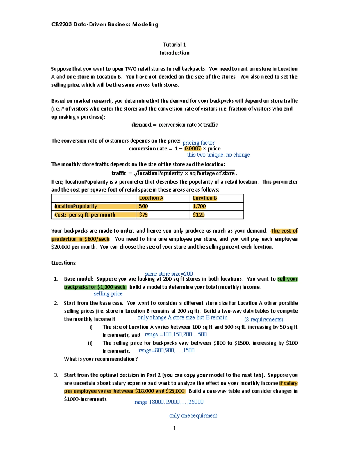 CB2203 Business Modeling Individual Assignment 2: Investment Analysis ...