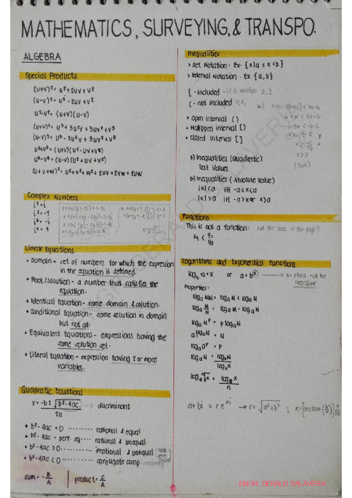 Mathematics Surveying & Transportation Engineering Notes - Studocu