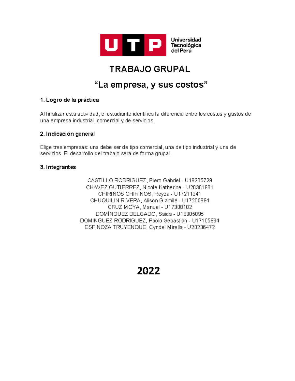 Trabajo Grupal: Análisis de Costos en Empresas - PC01 - Studocu