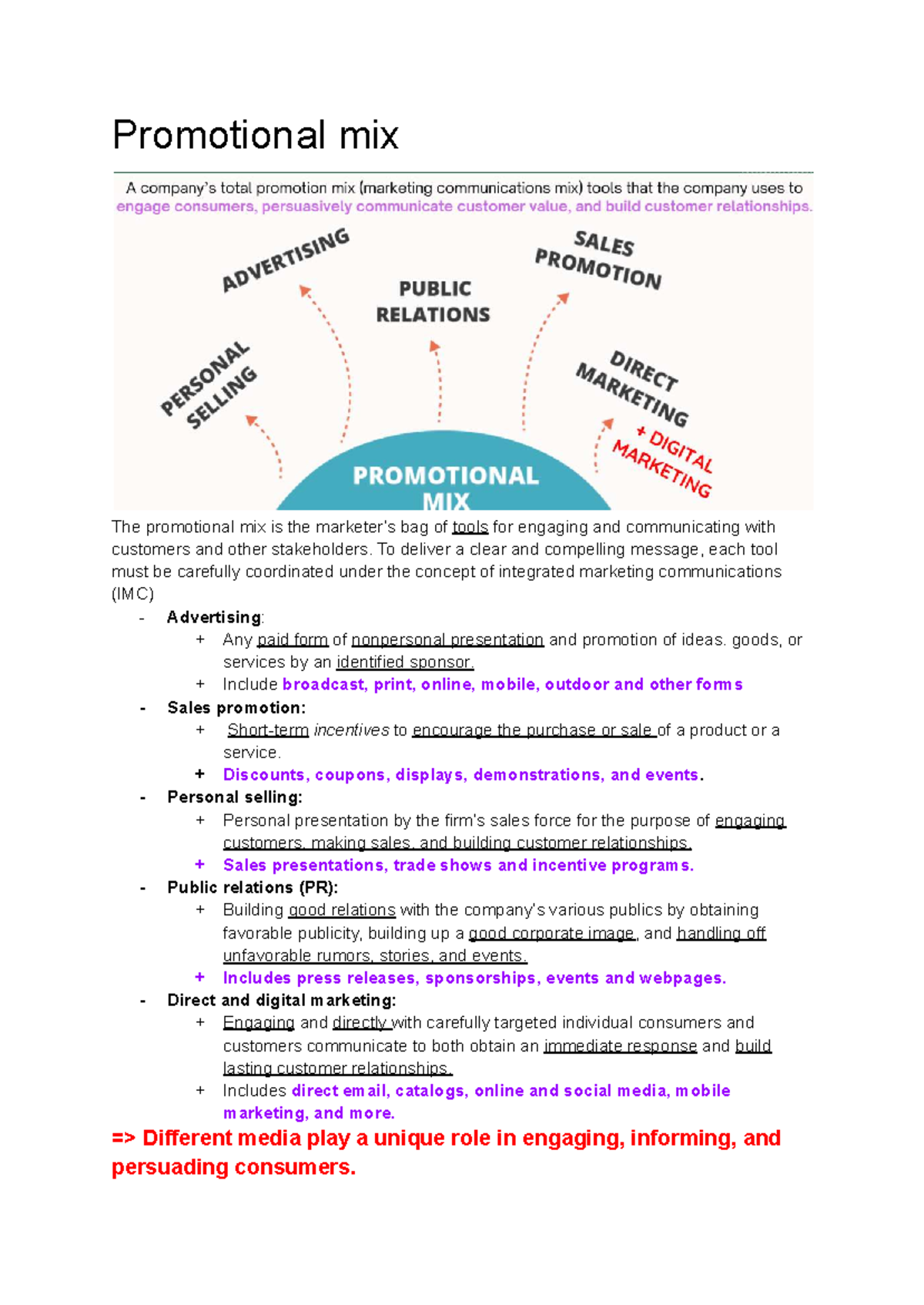 Principles of Marketing: Understanding the Promotional Mix - Studocu