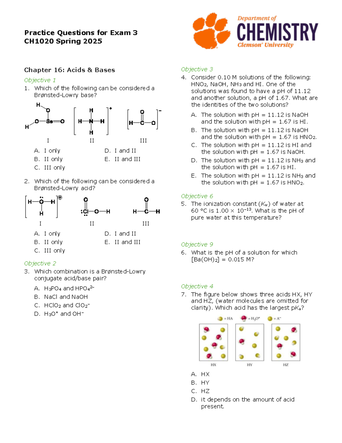 Sp25 CH1020 Exam 3 Practice Questions & Solutions - Studocu