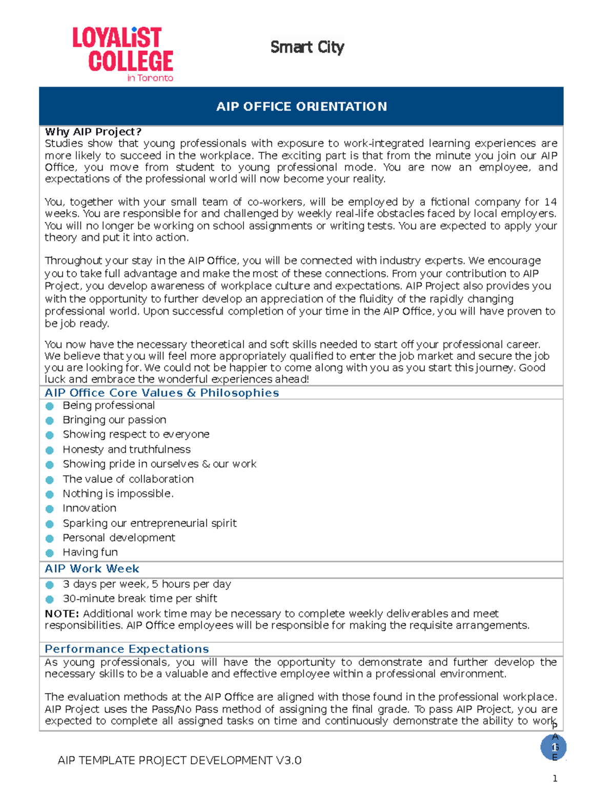 Spring 2023 - WINP - Smart City - P A G E AIP OFFICE ORIENTATION Why ...