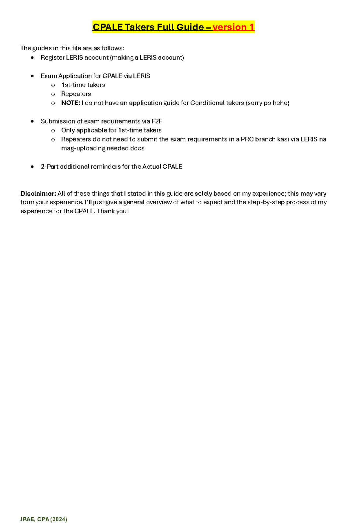 CPALE Takers Guide: Step-by-Step Application Process for 2024 - Studocu