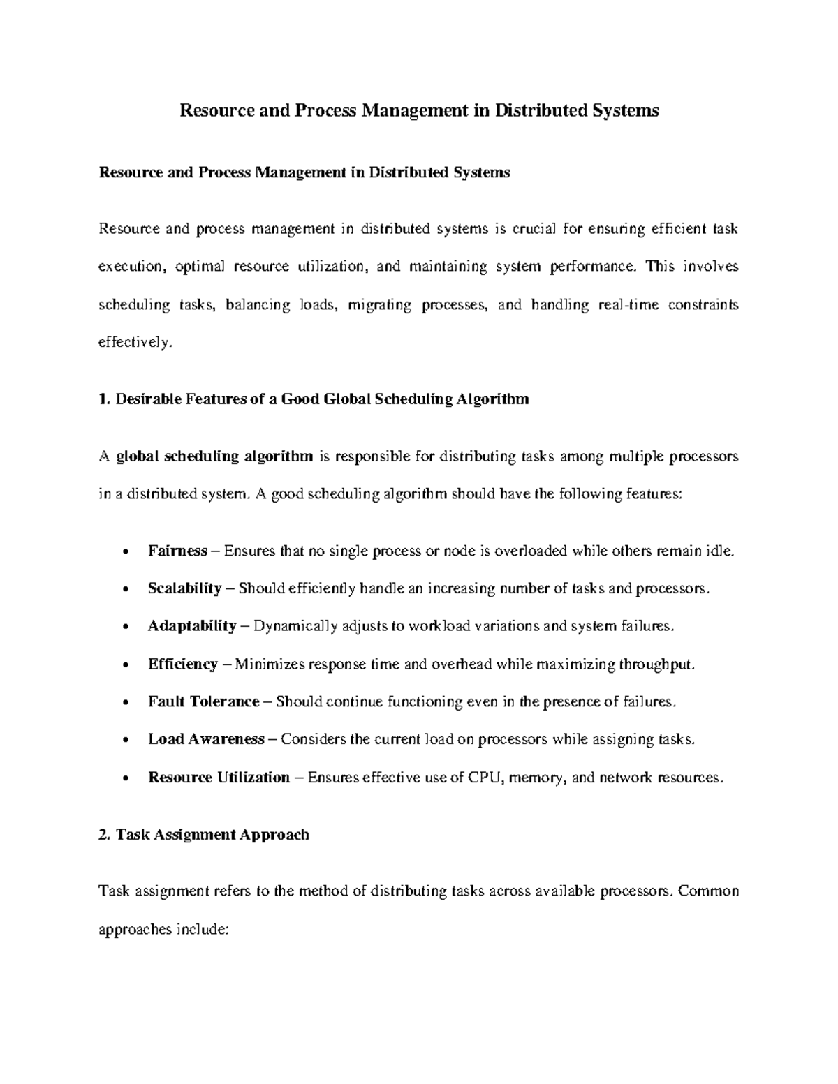Resource and Process Management in Distributed Systems - This involves ...