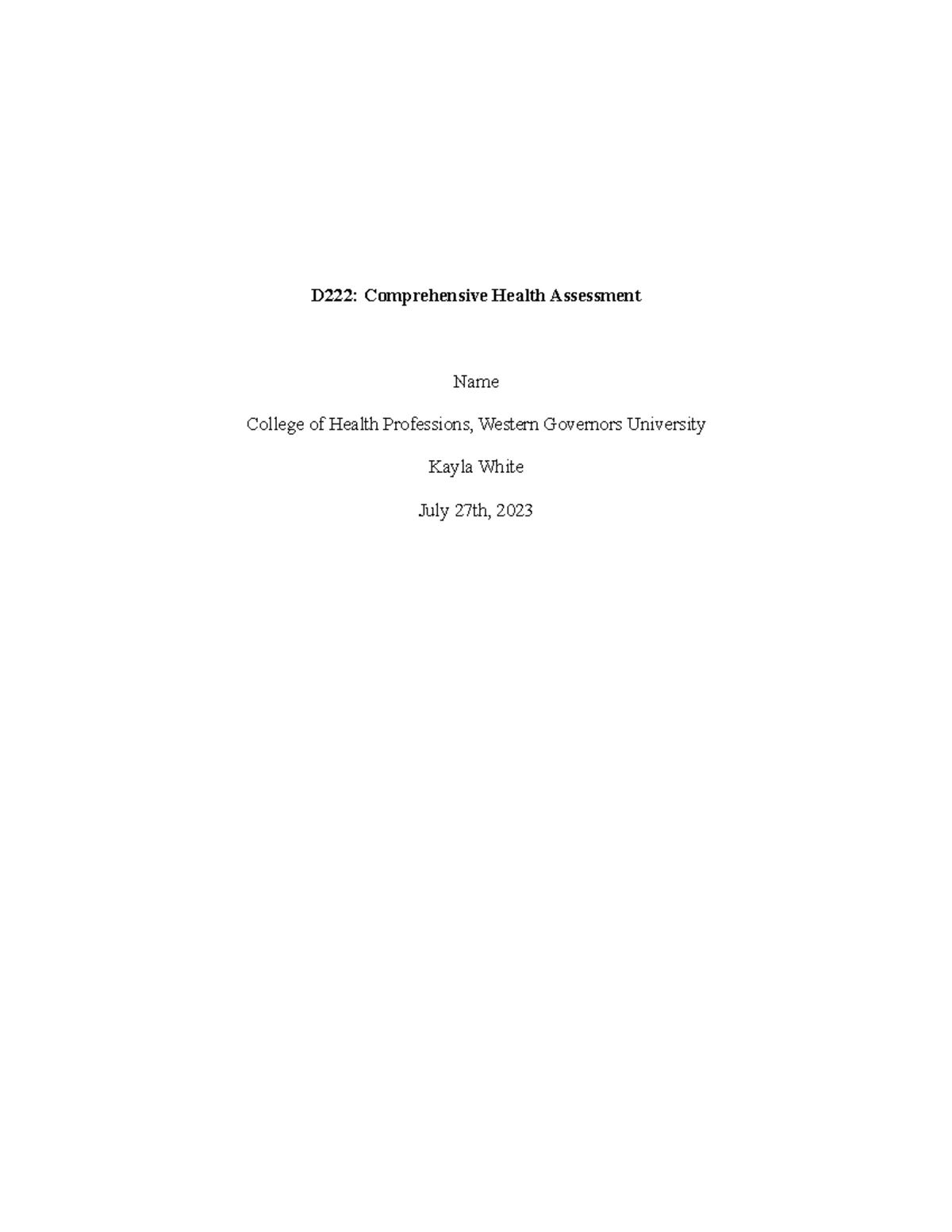 D223 UKM1 task 1 template - D223 – UKM1 – Performance Assessment 1 Put ...