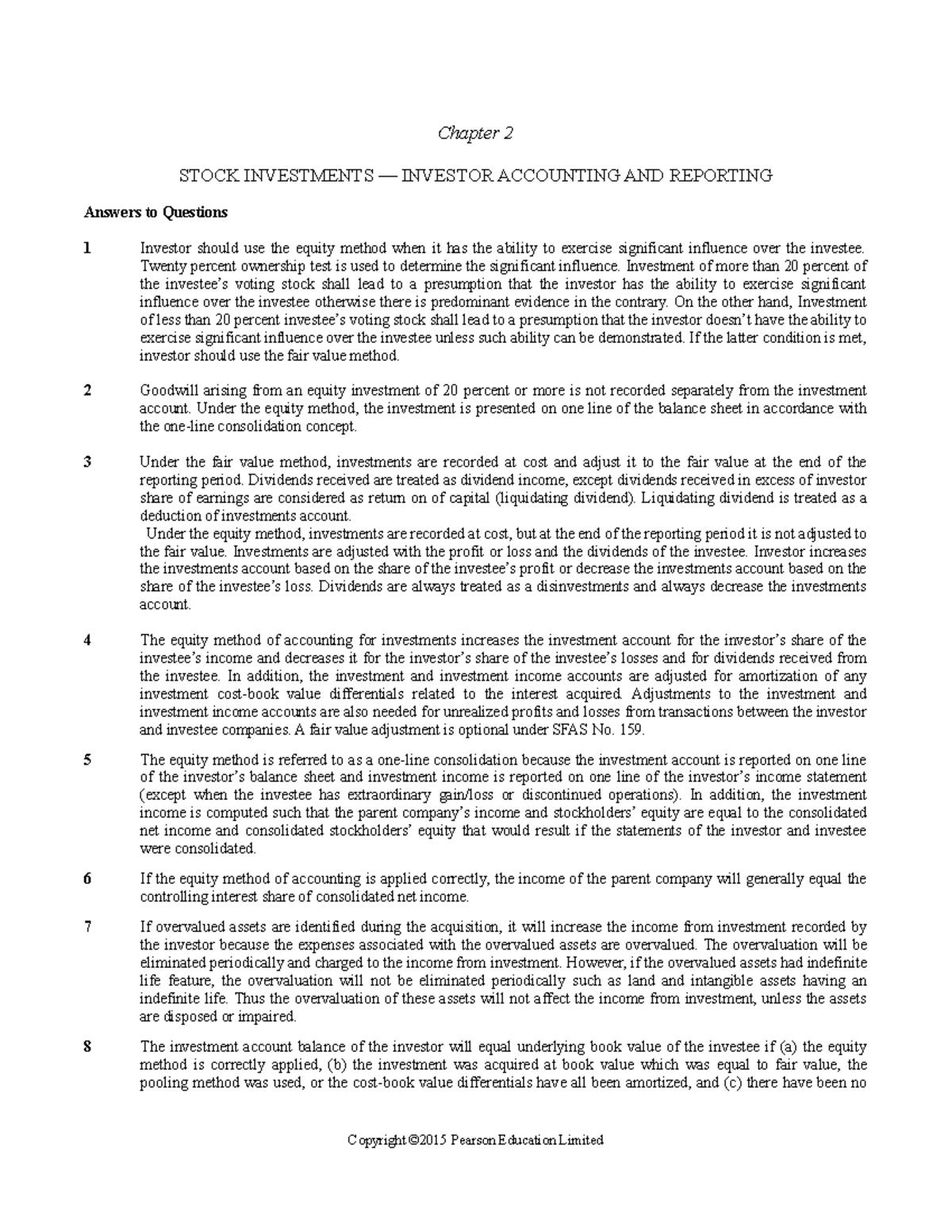 Solution Manual for Chapter 2: Stock Investments Accounting - Studocu