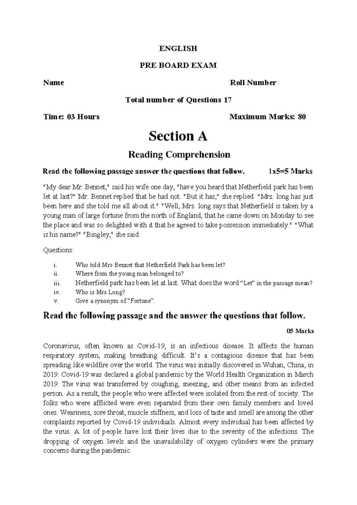 ENGLISH PRE BOARD EXAM - Paper jkyfdck - Studocu