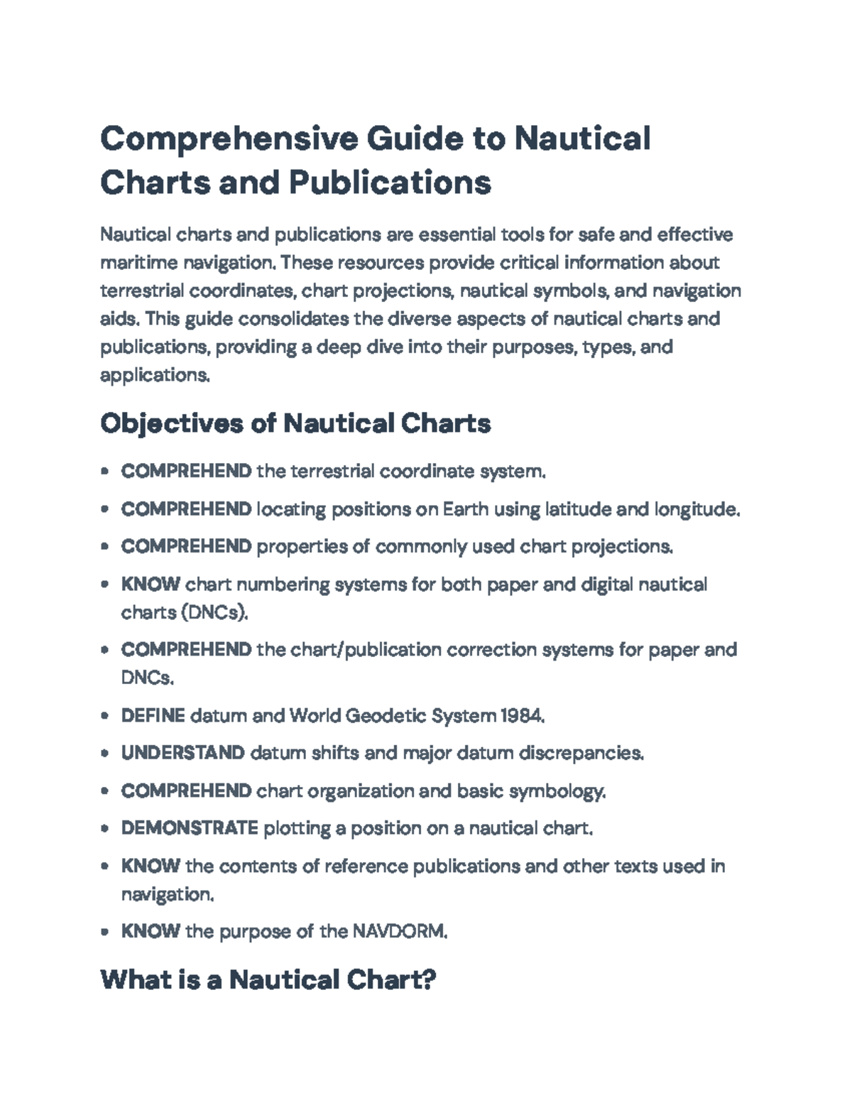 Nautical Charts & Publications: Essential Guide for Navigators - Studocu