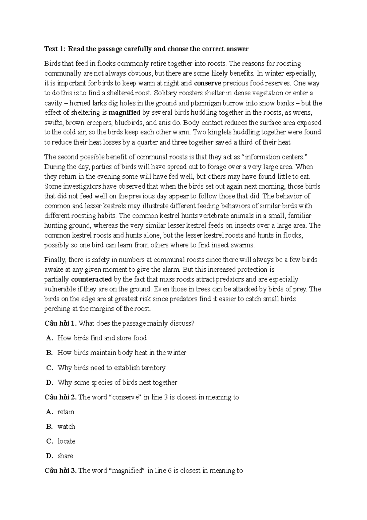 Reading Comprehension B1 Hutech: Practice Questions and Answers - Studocu