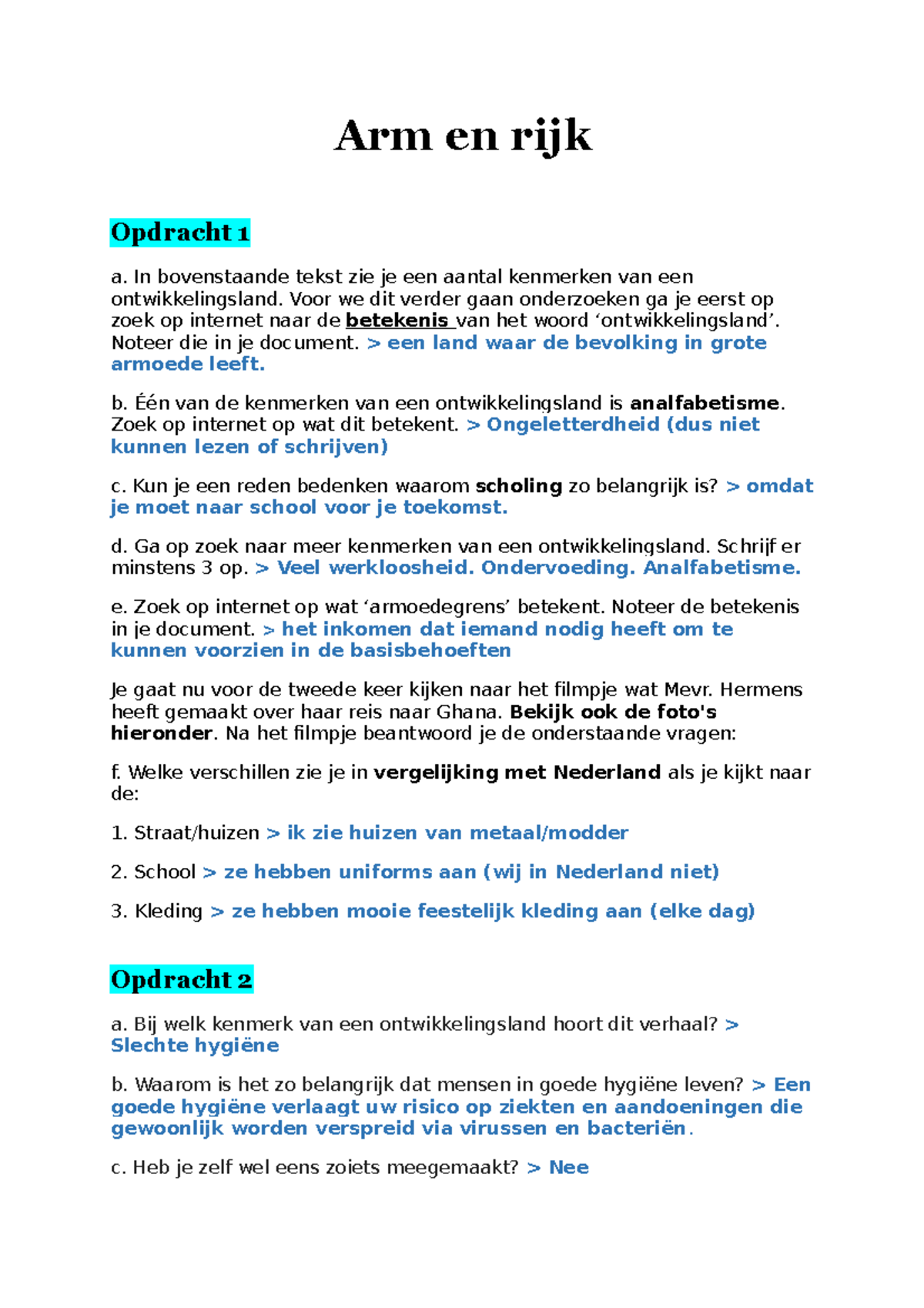 Arm en Rijk - Kenmerken van Ontwikkelingslanden en Armoede - Studeersnel