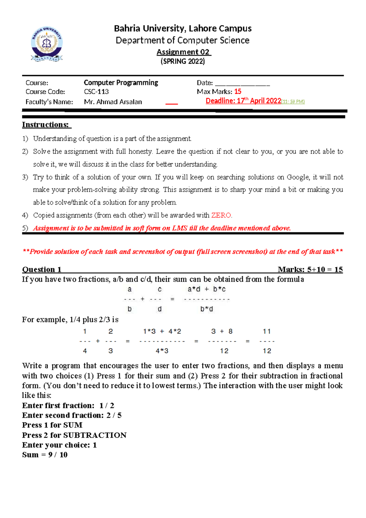 CP Assignment 02: Computer programming task instructions and guidelines ...